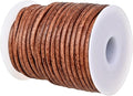 GENIQUE Real/Genuine Round Leather String Cord for Necklace, Bracelets, Jewellery, Braiding (3mm, Saddle Brown Distressed)