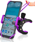Baby Stroller Phone Holder, Shopping Cart, Golf Cart, Push Cart, Bike Phone Mount, for Motorcycle, Scooter, ATV, Boat, Spin Bike, Treadmill, Handlebar- Universal- iPhone, Cell Phone Clamp (Purple)