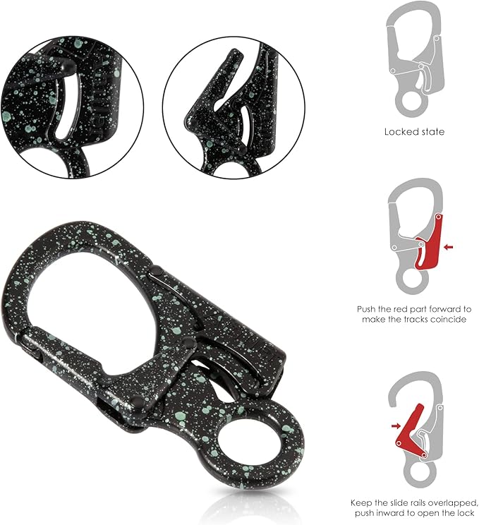 Ahiller Carabiner Clip, Double Anti-Misopening Locking Design, 3" Zinc Alloy Heavy Keychain for Outdoor Camping Hiking, Key Ring Clip