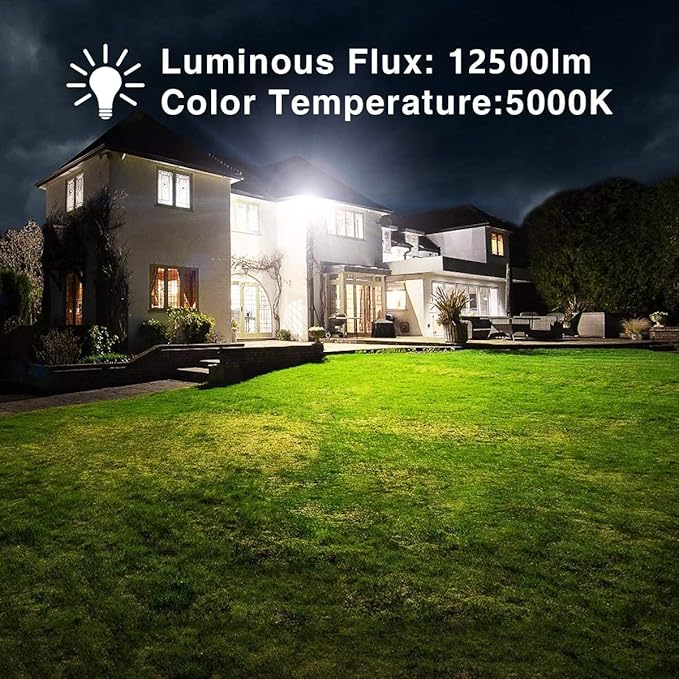 XYCN 4 Pack 100W LED Flood Light, IP66 Waterproof Outside Flood Light, 12500LM Super Bright Outdoor Security Lights, 5000K Daylight White Floodlight for Yard Garden Playground Basketball Court Patio