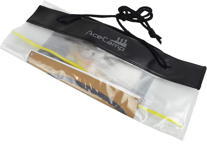 AceCamp Waterproof Map Case Holder, Watertight Map Carrier, Transparent Dry Bag Protector Pouch for Camping, Hiking, Documents, Electronics, Emergency, Outdoors
