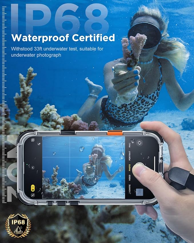 for iPhone 16 Pro Max Waterproof Case with Magsafe, Built-in [Privacy Screen Protector] [Lanyard], IP68 Water Proof Full Body Dustproof Anti-Spy Frosted Protective Phone Cover, 6.9" Black
