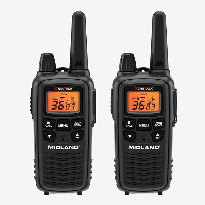 Midland - LXT600VP3, 36 Channel FRS Two-Way Radio - Up to 30 Mile Range Walkie Talkie, 121 Privacy Codes, NOAA Weather Scan + Alert (Pair Pack) (Black)