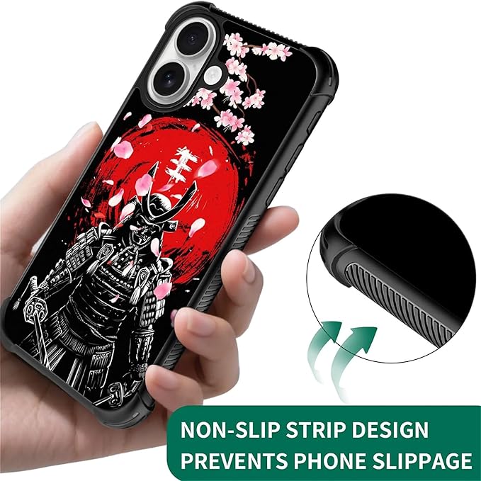 for iPhone 17 Case,for MagSafe Graphic Design for Girl Boy Soft Silicone Hard Acrylic Shock Protection Designed for iPhone 17 Sakura Japanese Samurai Pattern