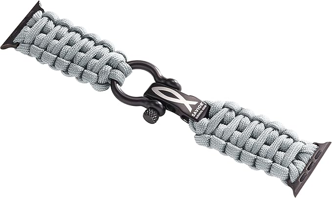 Savior Survival Gear Paracord Watch Band, Compatible with Apple Watch Band 49mm 46mm 45mm 44mm 42mm, iWatch Band Series Ultra 10 9 8 7 6 5 4 3 2 1 SE – Adjustable strap for men (Neutral Gray, X-Large)