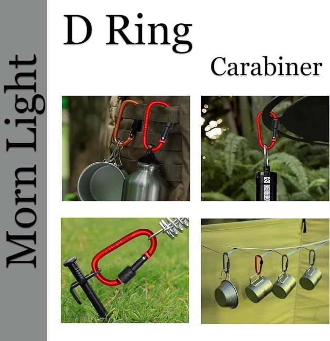 6 Pack Small Locking Carabiner, 3 Inch Aluminum D-Shape Snap Hook with Screw Gate for Hiking, Camping, Fishing&Backpack(Not for Climbing)