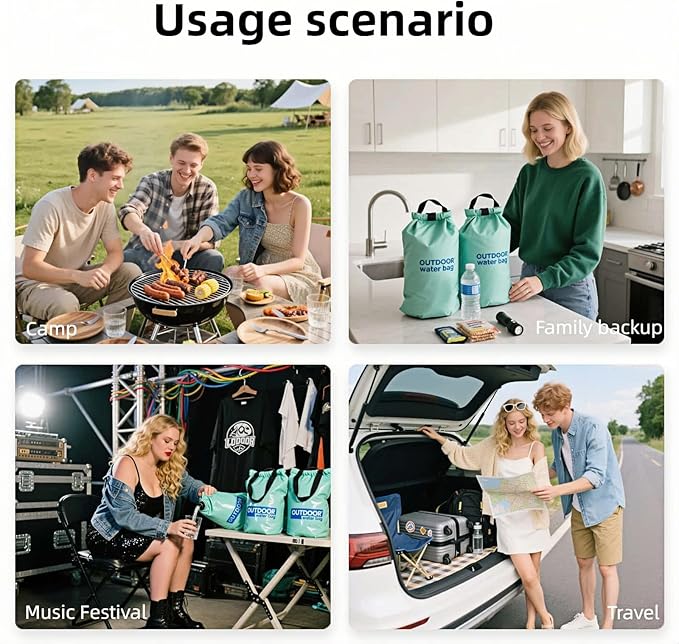 8L/281oz Outdoor Collapsible Water Jug BPA-Free w/Adjustable Faucet - Portable Leakproof Water Storage for Camping, Hiking, Travel & Emergencies (Blackish green)