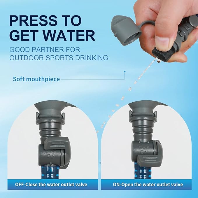 1.5L/2L/3L Hydration Bladder, INOXTO Water Bladder with Water Reservoir Hose Insulator & High Flow Bite Valve for Hiking Backpack, Leak Proof 1.5/2L/3L Water Reservoir for Camping Cycling Running