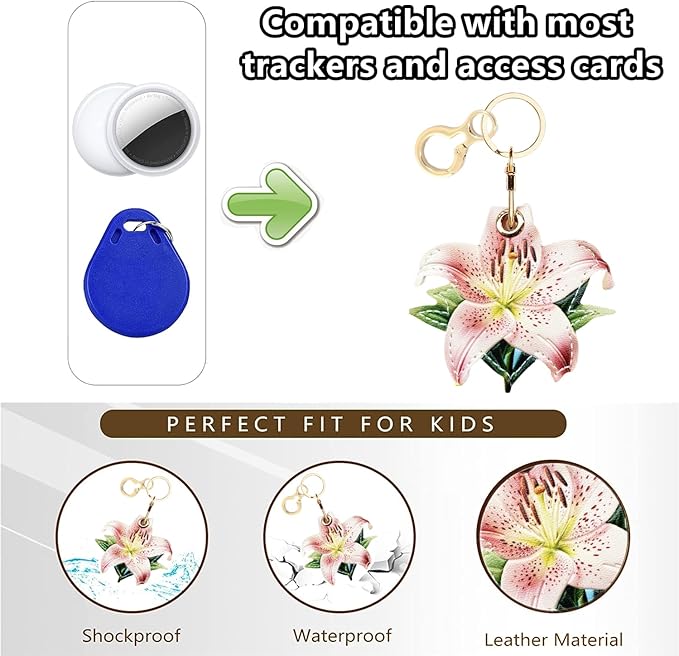 Leather Keychain Holder Case Compatible with AirTag,Cute air tag Cover with Keychain Ring,GPS Tracker Case for Keys