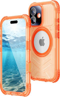 WIFORT for iPhone 17 Waterproof Case, [Fit for Magsafe] with Sapphire Lens & Screen Protector, IP68 Full Body 15FT Military Shockproof, Magnetic Frosted Phone Cover with Lanyard, 6.3" Orange