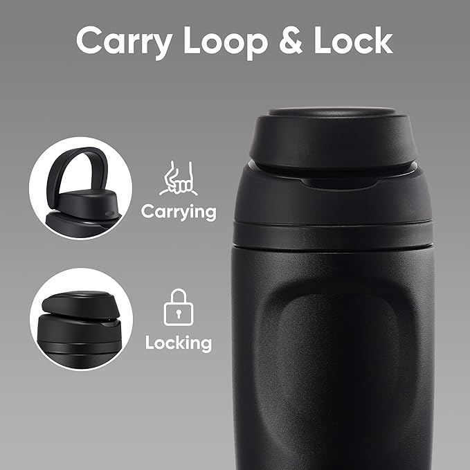 Fijinhom 24 oz Insulated Water Bottle,Stainless Steel Sports Water Bottle with Straw, Double Wall Vacuum Leak Proof, Cold for 24 Hours, BPA Free for Travel, Sport, Outdoor, Black
