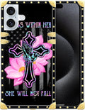 Compatible with iPhone 16 Case, Praying Cross Hands Luxury Golden Decoration for Girl Women Soft TPU Shockproof Protective Hard PC Back for iPhone 16