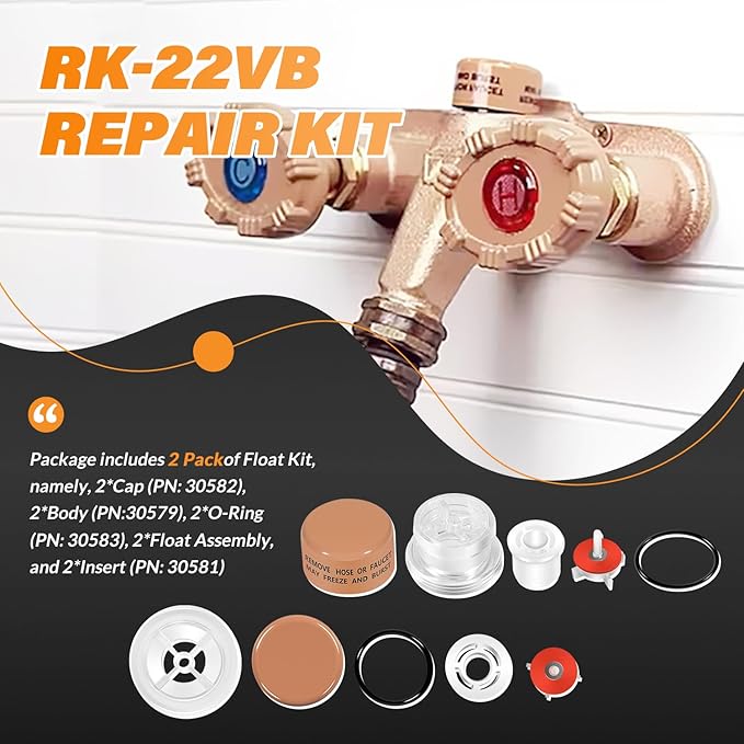 RK-22VB Vacuum Breaker Float Kit for Woodford Model 22 & V22 Hot and Cold Residential Wall Faucet, 2 Pack