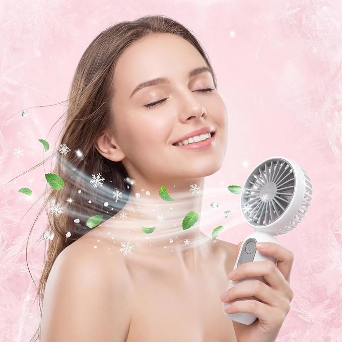 Rossesay 6 Pcs Mini Portable Fan Bulk Cute Handheld Lightweight Small Little Personal Hand Eyelash Fan 3 Speeds USB Rechargeable for Women Men Indoor Outdoor Makeup Travel (Black,Pink,White)
