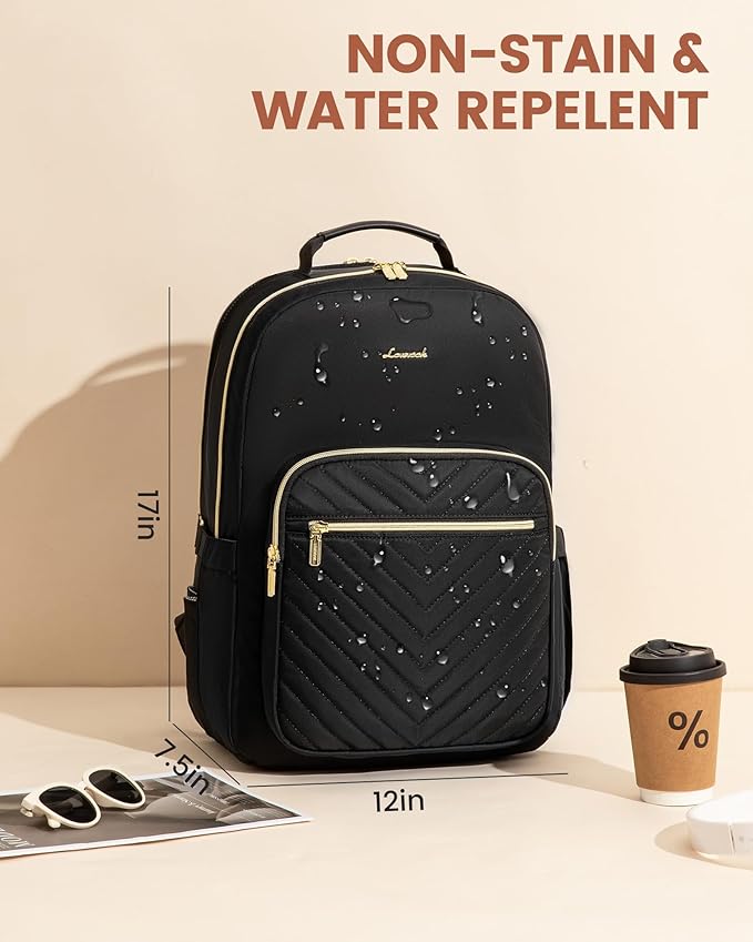 LOVEVOOK Laptop Backpack for Women with Giant Tumbler Holder 15.6 inch,Designer Travel Backpack Laptop Bag College Backpack,Quilted Work Nurse Teacher Backpack Purse Computer Bag Daypack,Navy Blue