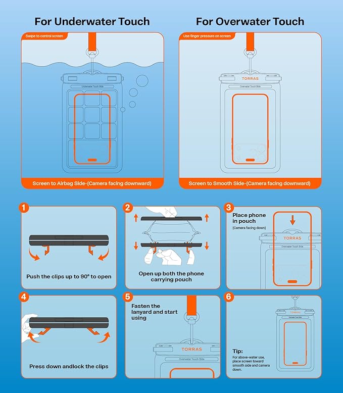 TORRAS IPX8 Waterproof Phone Pouch Floating, Underwater Screen Touchable, Water Proof Case with Lanyard for iPhone 17 Pro Max 16 S26, Cellphone Dry Bag Cruise Essentials 7.0 inch, Black