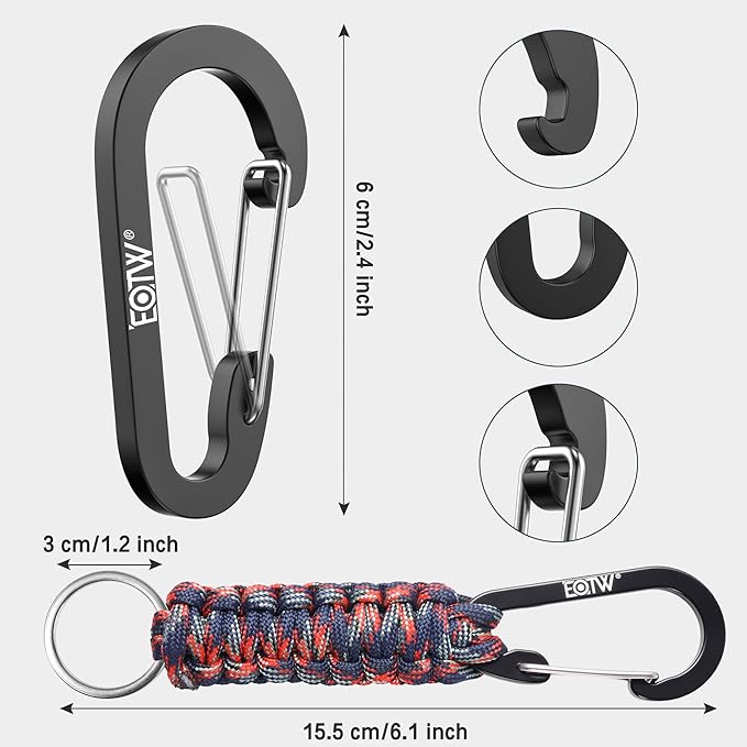 EOTW Paracord Keychain for Men Women Paracord Carabiner Backpack Keychain with Aluminum Clip for Camping Hiking Outdoor Gear