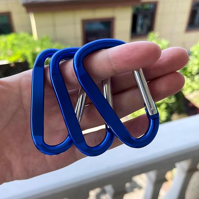 3" Aluminum Carabiner Clips, 12PCS D Ring Shape Keychain Carabiners Hook Buckle