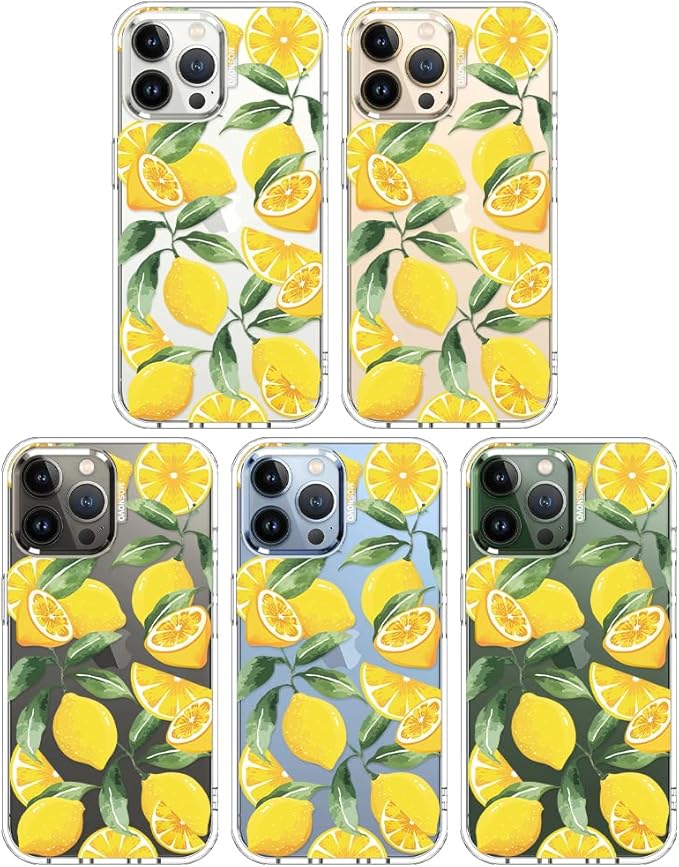 MOSNOVO Case for iPhone 13 Pro Max, [Buffertech 6.6ft Military-Grade Drop Protection] [Anti Peel Off Tech] Clear TPU Bumper Phone Case Cover Design - Lemon