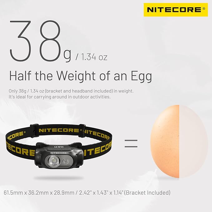 Nitecore HA11 240 Lumen Ultra Lightweight AA Headlamp Dual Beam Headlight Tag (Normal Headband)