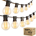 OHLUX Outdoor String Lights, 55FT Shatterproof LED Patio Lights with 26 Dimmable Plastic G40 Bulbs, 2200K Waterproof Connectable Hanging String for Backyard Cafe Porch Deck E12 Base