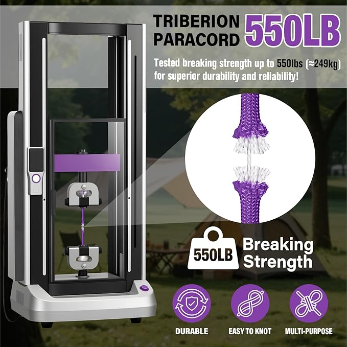 Paracord Rope 550 lb - 100ft 5/32" Parachute Cord 4MM 7-Strand para Cord - Heavy Duty Spool String for Survival,Camping Gear, Survival Bracelet, Clothesline - Purple