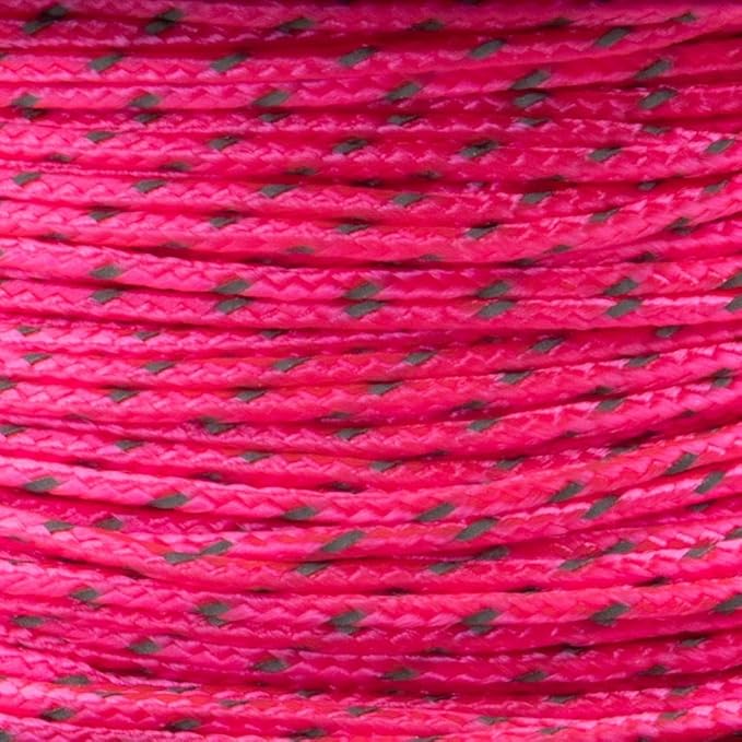 Paracord Planet Micro Paracord – Thin Braided Cord for Crafting, Fishing, and DIY Projects in 125 ft Spools – Reflective Neon Pink