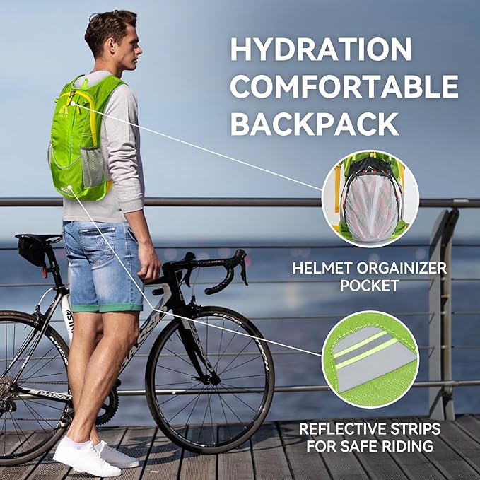 Hydration Backpack with 2L Water Bladder – Lightweight & Durable for Running, Hiking, Biking – Adjustable Fit for Men, Women, Youth