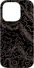 Topography Black & Brown Abstract Pattern Topographic Map Case for iPhone 14 Pro
