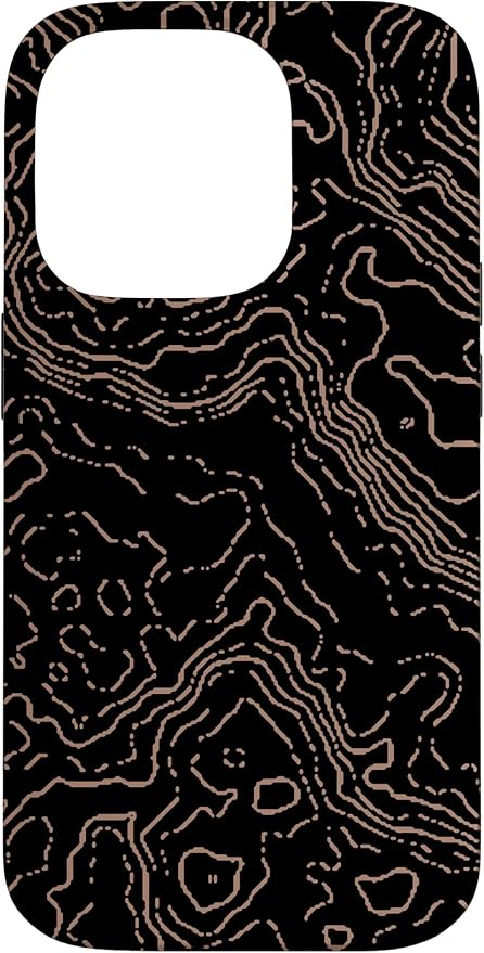 Topography Black & Brown Abstract Pattern Topographic Map Case for iPhone 14 Pro