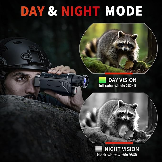 Night Vision Monocular, 2026 Upgraded Portable Handheld Scope for Hunting, Camping, Digital Infrared Night Vision Goggles with 16X Zoom and 2500mAh Battery, Support 1080P Camera & Video Recording