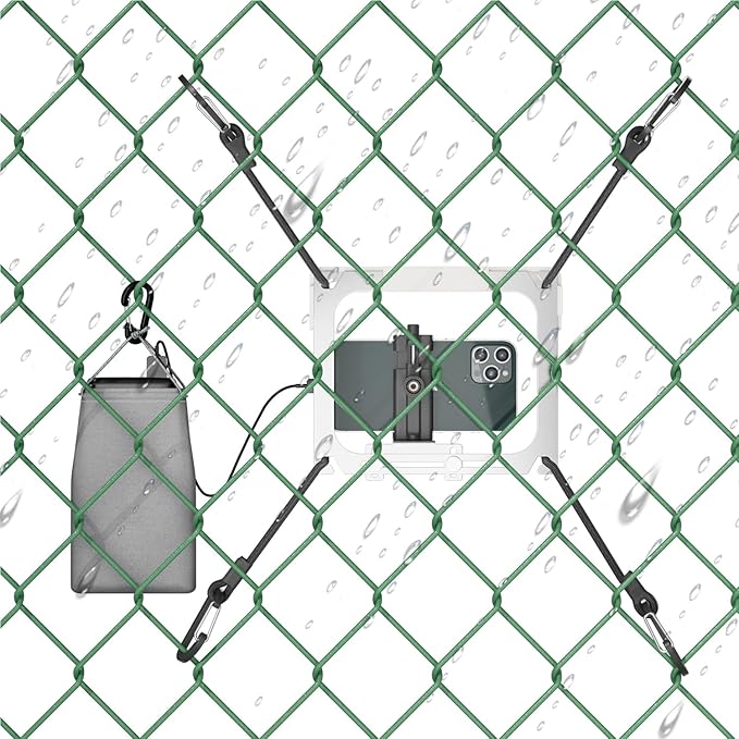Cell Phone Fence Mount with Shade, Mounting Kit Works with iPhone, Mevo Start, Phones, GoPro and Other Action Cameras, for Recording Baseball,Softball and Tennis Games(Mini Plus)