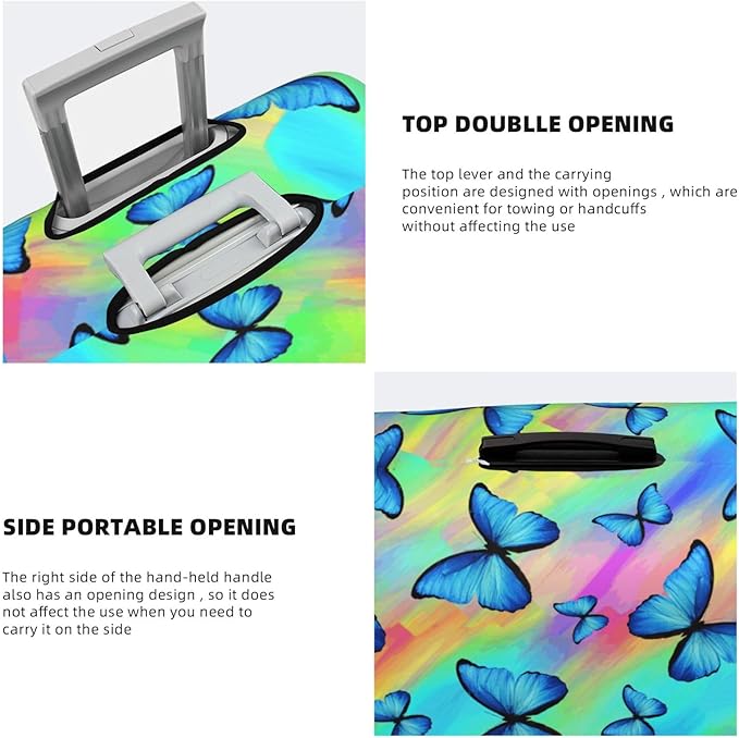 Butterfly Print Elastic Luggage Cover, Colorful Rainbow Suitcase Protector For Travel (Fits 22-24 Inch Luggage)
