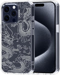 MOSNOVO Case for iPhone 15 Pro, [Buffertech 6.6ft Military-Grade Drop Protection] [Anti Peel Off Tech] Clear TPU Bumper Phone Case Cover Design - White Dragon