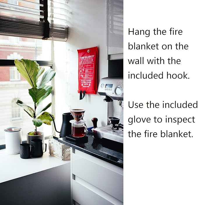 Fire Blanket XXL - 79 x 79 Emergency Fire Retardant Blanket for Home, Kitchen, Restaurant, House - Reusable