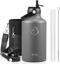 BUZIO 64oz Water Bottle Insulated Stainless Steel (Cold for 48 Hrs/Hot for 24 Hrs) BPA Free Double Wall Travel Mug/Flask for Outdoor Sports Hiking, Cycling, Cam,Camping, Running- Graphite