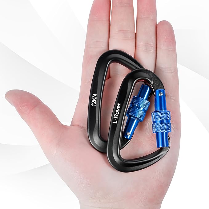 3 Heavy Duty Carabiner Clips 12kN (2697 lbs)-Lightweight Locking Carabiners for Securing Pets，Camping, Hiking, Hammock，Outdoor and Gym etc, Keychains& Utility