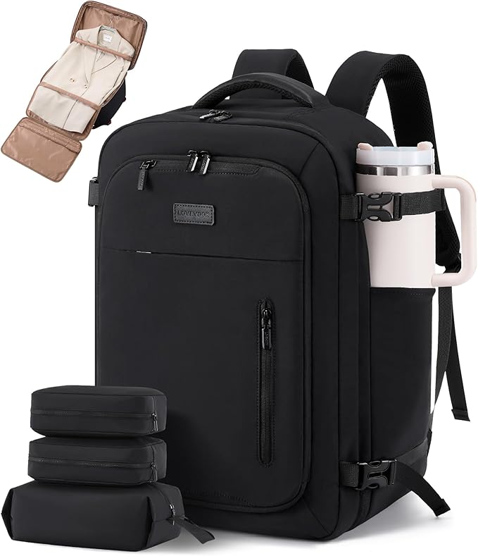 LOVEVOOK Travel Backpack for Women Men with Garment Bag, 50L Carry on Backpack as TSA Personal Item Flight Approved, Luggage Daypack Fits 17.3" Laptop, Overnight Business Weekender Travel Essential
