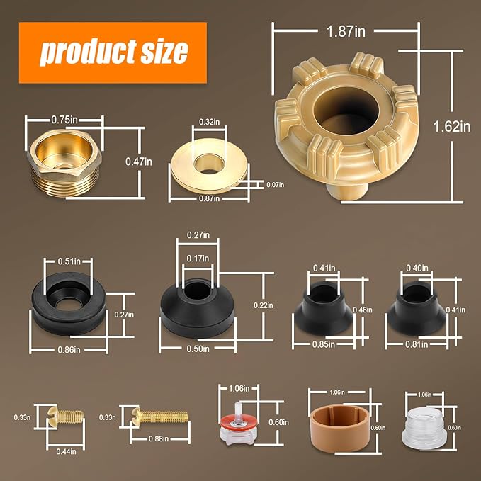 RK-17MH Outdoor Faucet Repair Kit for Woodford Model 17 Outside Faucets Parts Include Wheel Metal Handle Screws Packing Nut Washer Valve Seat Rubber and Vacuum Breaker Float Kits, 12PCS Set