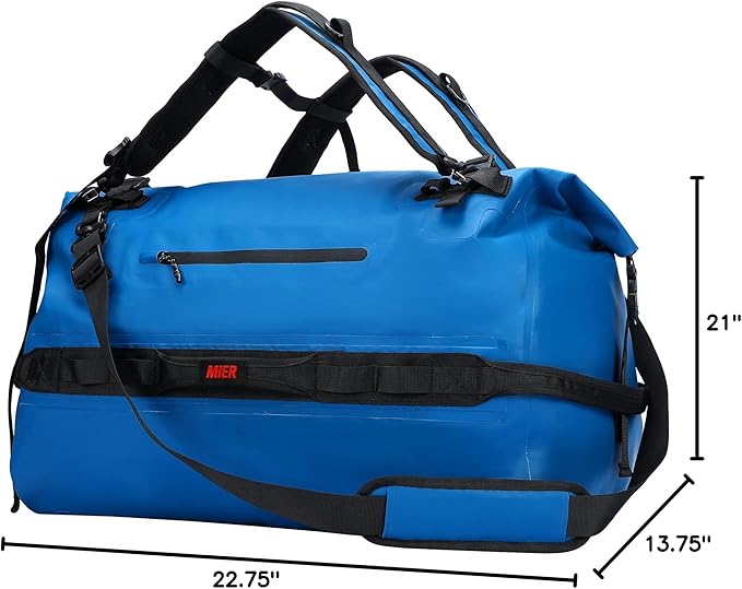 MIER Waterproof Duffel Bag Motorcycle Dry Bag Backpack Large Roll-Top Heavy Duty Dry Duffle Bags for Kayaking Camping Boating Gym Beach Cruise Ship, 60L/80L