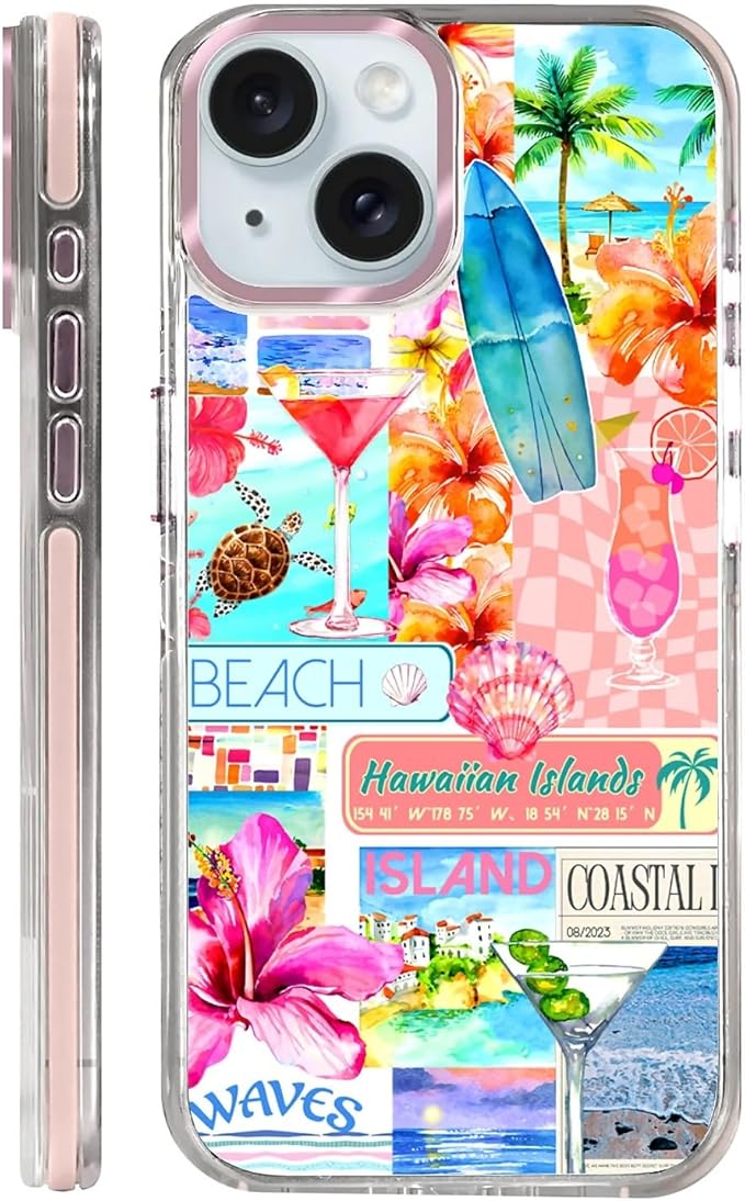 Case for iPhone 15,[Compatible with MagSafe],Coastal Beach Cover Coquette Collage Phone Case Design，for Women Girls Magnetic Clear Cover - Slim, Sleek, & Shockproof Protection