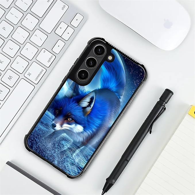for Samsung Galaxy S23 Case, Snowy Mountain Fox Lake Pattern Graphic Design Girl Boy Soft Silicone Hard Acrylic Shock Protection for Samsung Galaxy S23