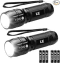 Lighting EVER LED Flashlights High Lumens, Small Flashlight, Waterproof, Adjustable Focus Flash Light for Outdoor, Emergency, Camping, AAA Batteries Included, 2 Pack