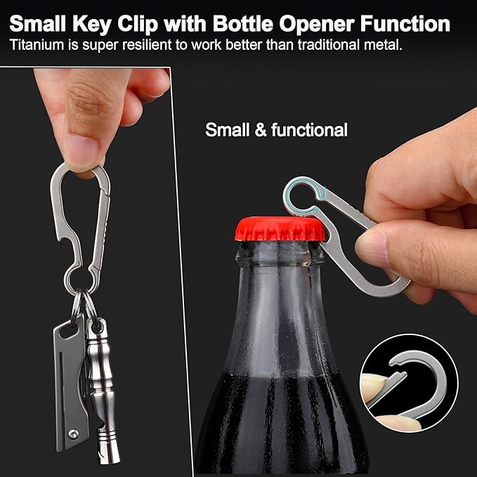 PJYTAC Key Chain Clip Titanium Carabiner Keychain Quick Release Carabiner for Keys Titanium Key Rings Heavy Duty