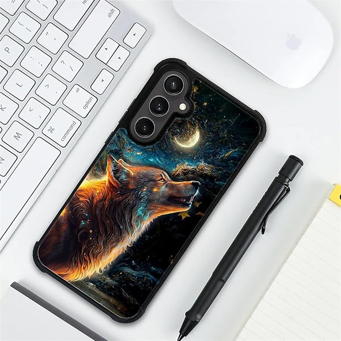 for Samsung Galaxy S23 FE Case, Star Cave Hungry Wolf Pattern Graphic Design Girl Boy Soft Silicone Hard Acrylic Shock Protection for Samsung Galaxy S23 FE