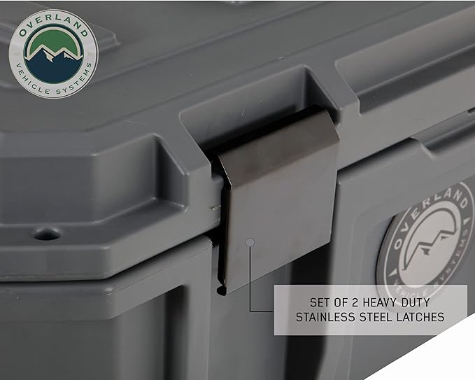 Overland Vehicle Systems 40100031 Dark Gray 169 QT Dry Box Storage with Wheels, Drain, and Bottle Opener | Waterproof Seal | Heavy-Duty Latches and Nylon Handles | Keeps Gear Safe, Dry and Organized