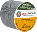 Mandala Crafts Round Cowhide Genuine Gray Leather Cord for Jewelry Making Kumihimo Leather Rope Spool - Gray String Lace - 20 Yds 1mm Cording