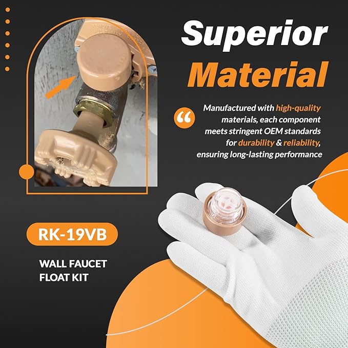 RK-19VB Vacuum Breaker Float Kit fit for Woodford Model 19 Wall Faucets, Freezeless Anti-Siphon Wall Faucet Repair Kit, 2-Pack