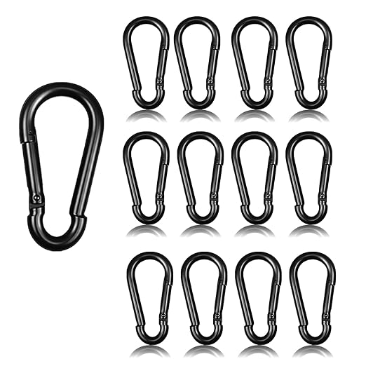 20PCS M5 Heavy Duty Carabiner Clip, 2Inch Snap Hook Quick Link Small Carabiner Clips,Spring Link Buckle for Fishing Camping Hammock Dog Leashes-220LBS Holding Capacity (Black)