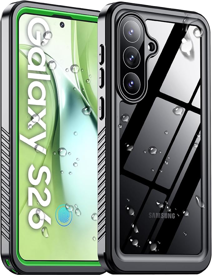 Temdan Designed for Samsung Galaxy S26 Case Waterproof, Built-in Lens & Screen Protector Military Shockproof Dropproof IP68 Underwater Full Body Phone Case for Galaxy S26 5G 6.3"-Green (2026)